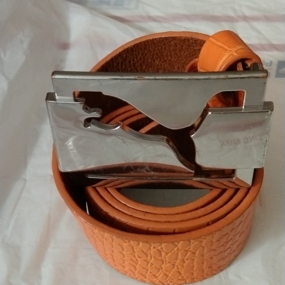 Puma Designer Orange  snake skin Collection Belt 3 - Picture 6 of 10
